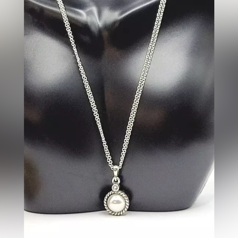 Brighton Silver Double Chain Pearl Pendant
